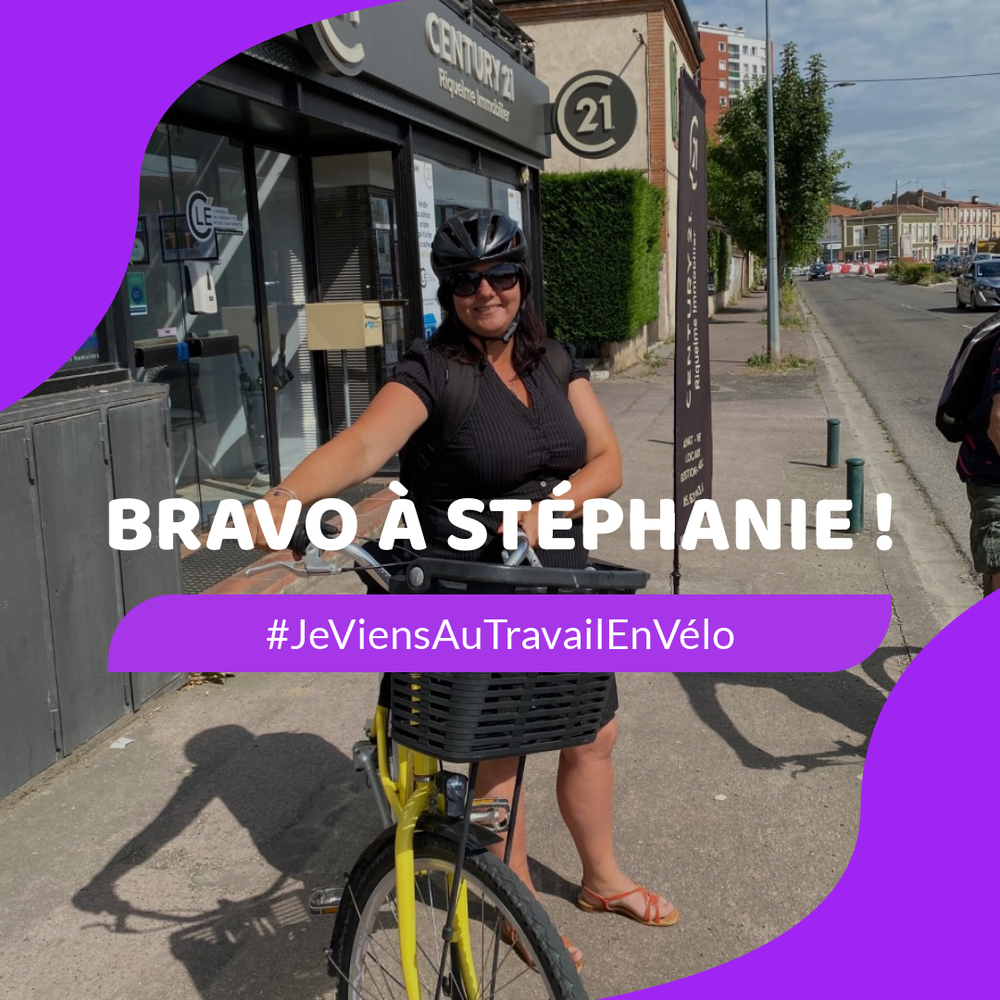 Stéphanie ZAFFARONI viens à l'agence CENTURY 21 Riquelme Immobilier en vélo pour silloner MONTAUBAN