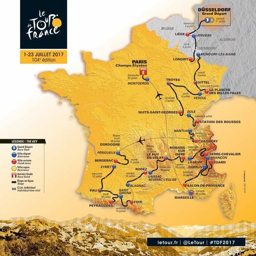 Carte du Tour de France 2017 avec CENTURY 21 comme partenaire