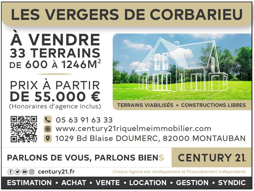Panneau à vendre terrains à bâtir à CORBARIEU par l'agence immobilière RIQUELME IMMOBILIER
