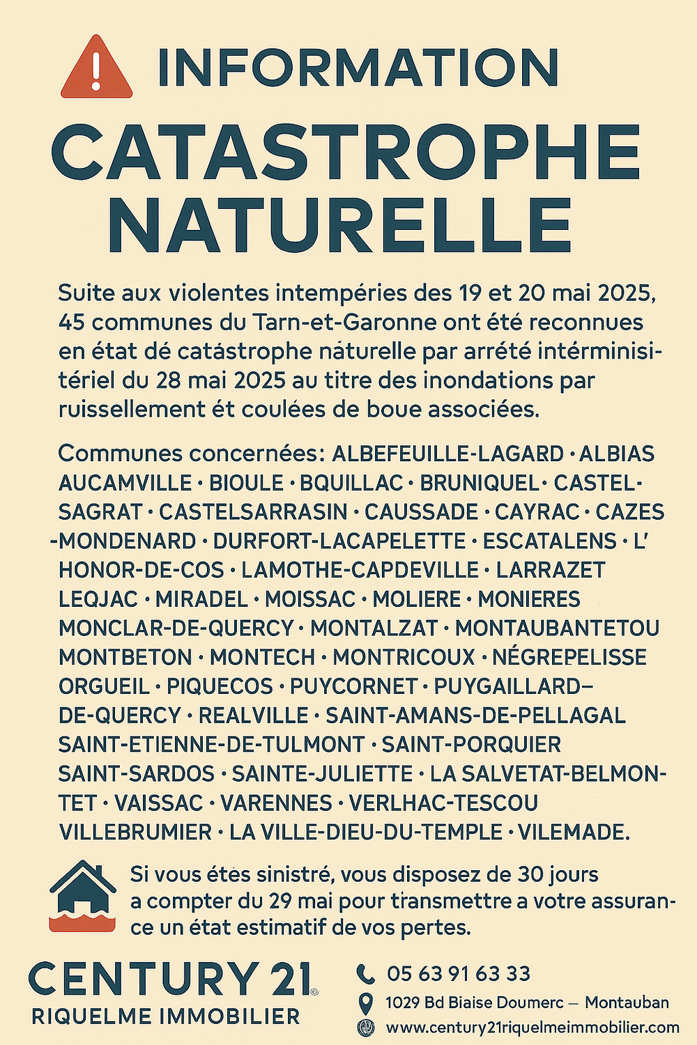 Arrêté catastrophe naturelle 82
