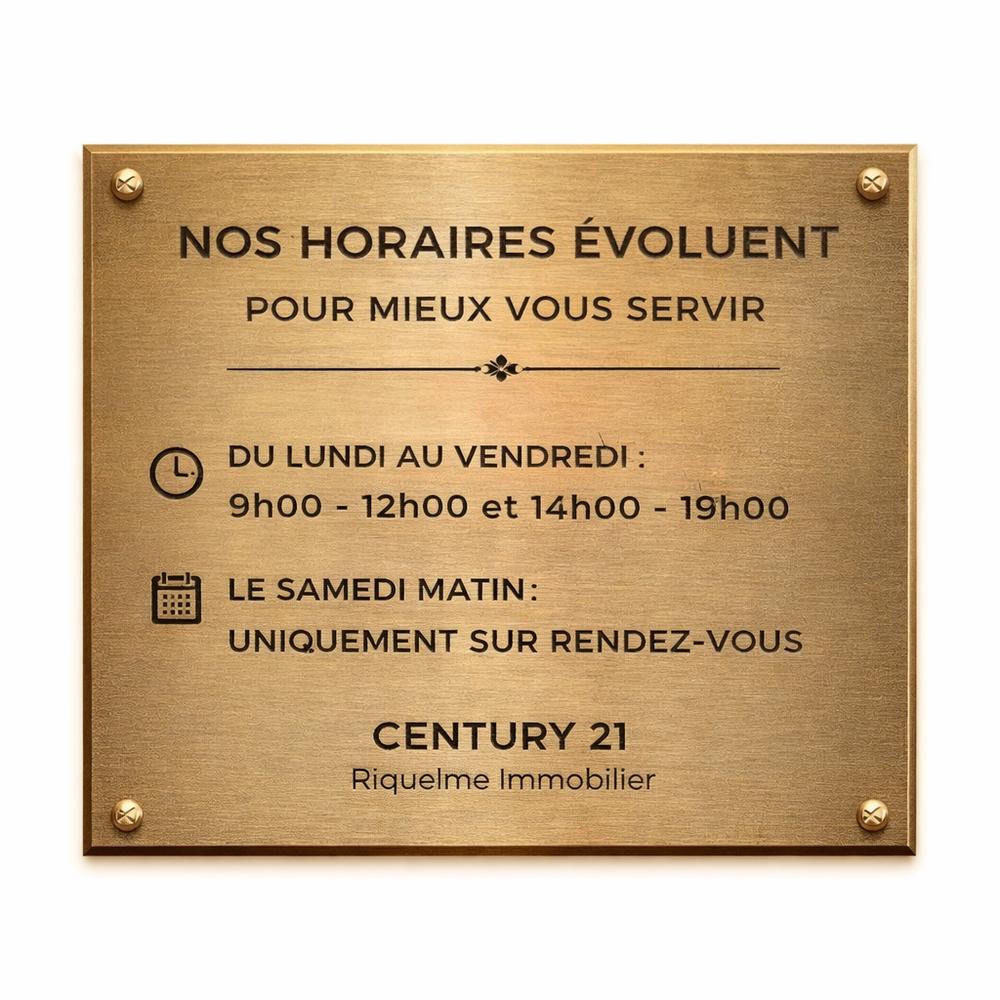 Nouveaux horaires de l'agence CENTURY 21 Riquelme Immobilier de Montauban 82000