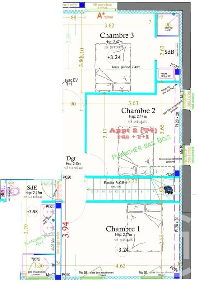 Appartement Duplex à vendre - 4 pièces - 93.49 m2 - MONTAUBAN - 82 - MIDI-PYRENEES - Century 21 Riquelme Immobilier